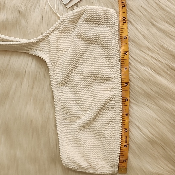 GOOD AMERICAN One Shoulder Always Fits Bikini Top in Ivory Size 00/0 (NWT) - Picture 11 of 13